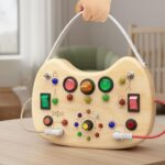 Wooden Montessori Busy Board, Toddler Sensory Activity Toy, Travel Learning Board
