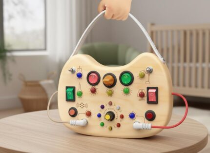 Wooden Montessori Busy Board, Toddler Sensory Activity Toy, Travel Learning Board