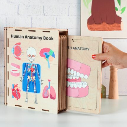 Wooden Human Anatomy Puzzle Book, Montessori Educational Toy, Available in 5 Languages