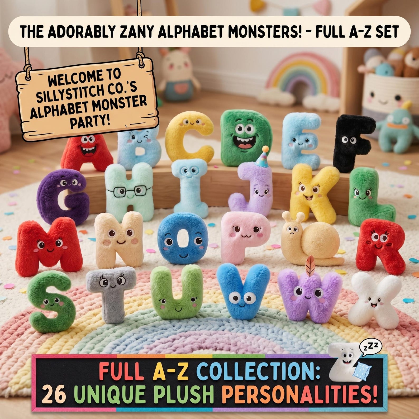 il_1588xN.7997843931_eaze.jpg Alphabet Lore Plush Toy Educational ABC Stuffed Animal Montessori Letter Play Figure Kawaii Nursery Decor Early Learning Gift - Image 1