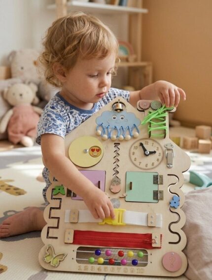 Personalized Name Puzzle & Custom Busy Board - Unique Baby Gift for Newborn Boys, 1st Birthday, Easter Toddler Activity Toy, Safe Non-Toxic