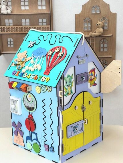 Personalized Sensory Board: Montessori Busy House, Wooden Activity Center for Toddlers