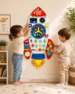 Rocket Busy Board for Kids | Wooden Wall Mounted Learning Toy - Image 3