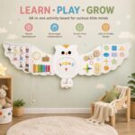 Activity Wall Board Owl White Wooden Montessori Sensory Toy for Kids - Image 4