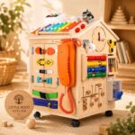 Montessori Busy House Wooden Activity Cube | 6-Sided Sensory Board | Fine Motor Skill Toy | Toddler Learning | Ages 3+