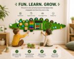 Learning Toy Crocodile Green Wooden Sensory Board for Toddlers - Image 3