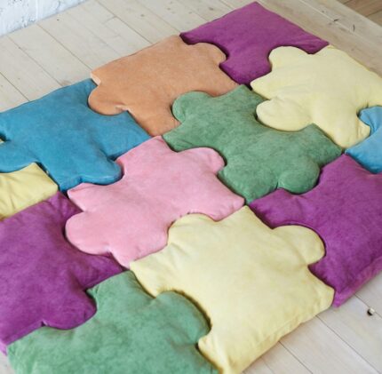 Velvet Puzzle Floor Mat for Kids