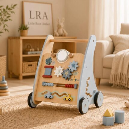Montessori Wooden Baby Walker Toy, Activity Push Walker, Sensory Learning Toy, Toddler First Steps Toy