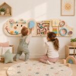 Sensory Wall Toy Smiley Pastel Wooden Montessori Activity Board for Toddlers
