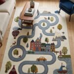 Kids Road Map Play Rug – Educational City Traffic Carpet with Cars, Trees, Mountains - Image 5