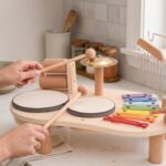 Wooden Musical Activity Table, Montessori Xylophone Drum Chimes, Toddler Learning Toy - Image 6