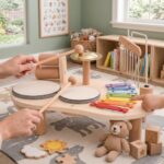 Wooden Musical Activity Table, Montessori Xylophone Drum Chimes, Toddler Learning Toy - Image 5